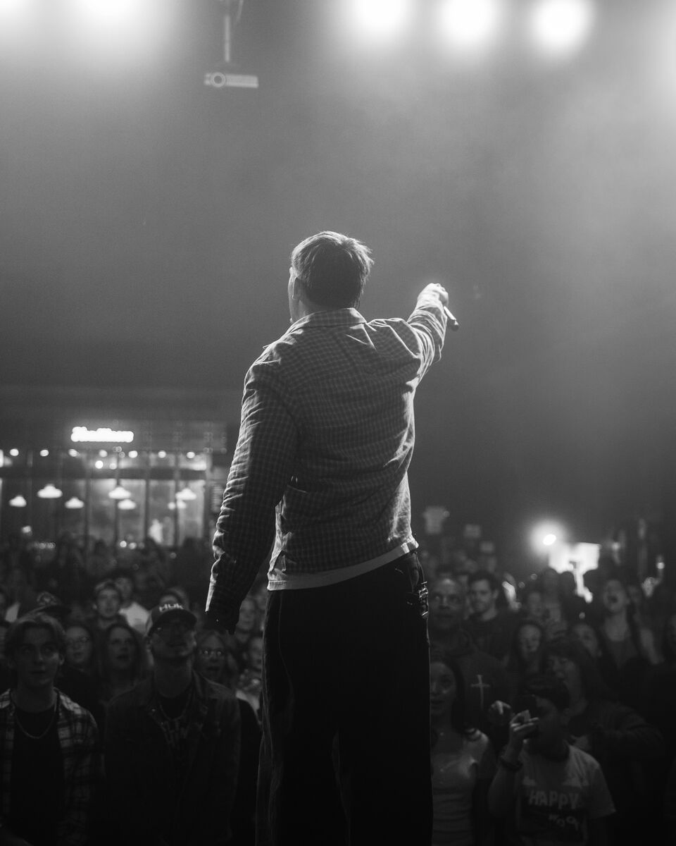 Jude Barclay on stage in Louisville